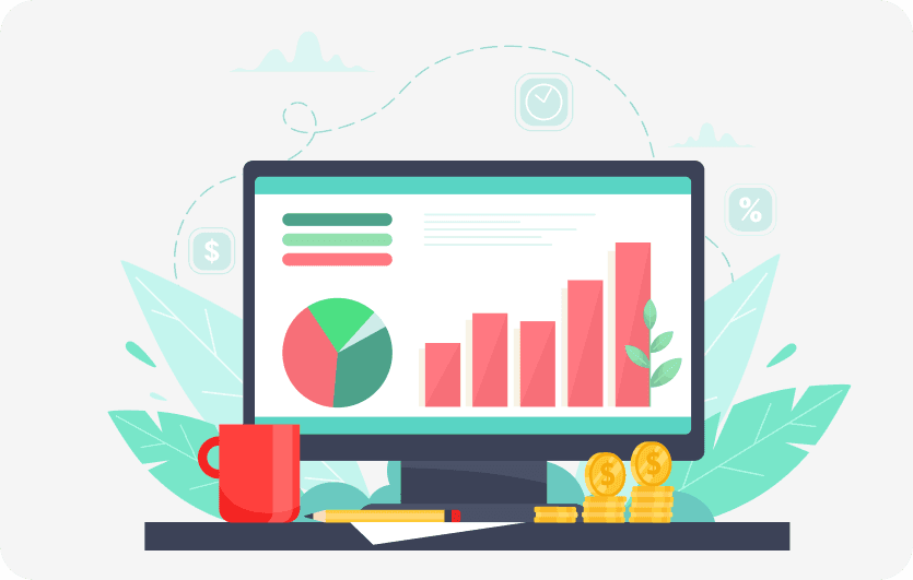 Financial dashboard on a desk